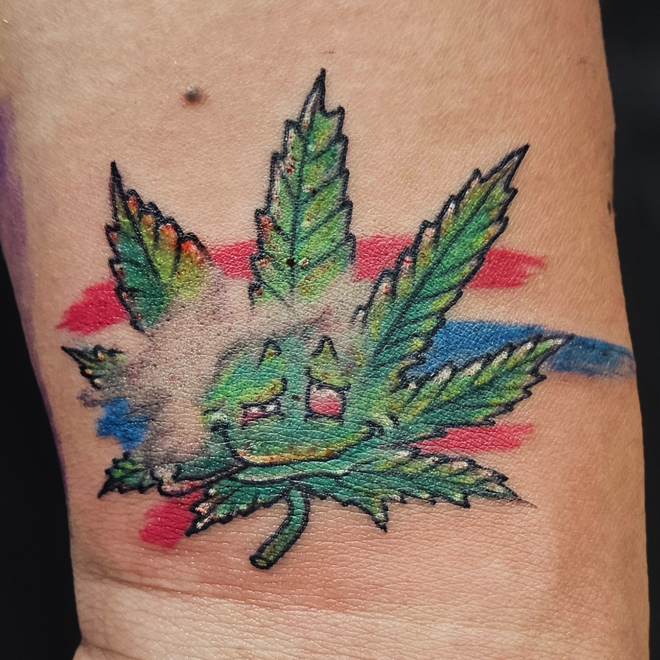 Marijuana, animated, Thailand Flag tattoo, Lethal Ink Tattoo, Phra Tamnak, Pattaya, 2025