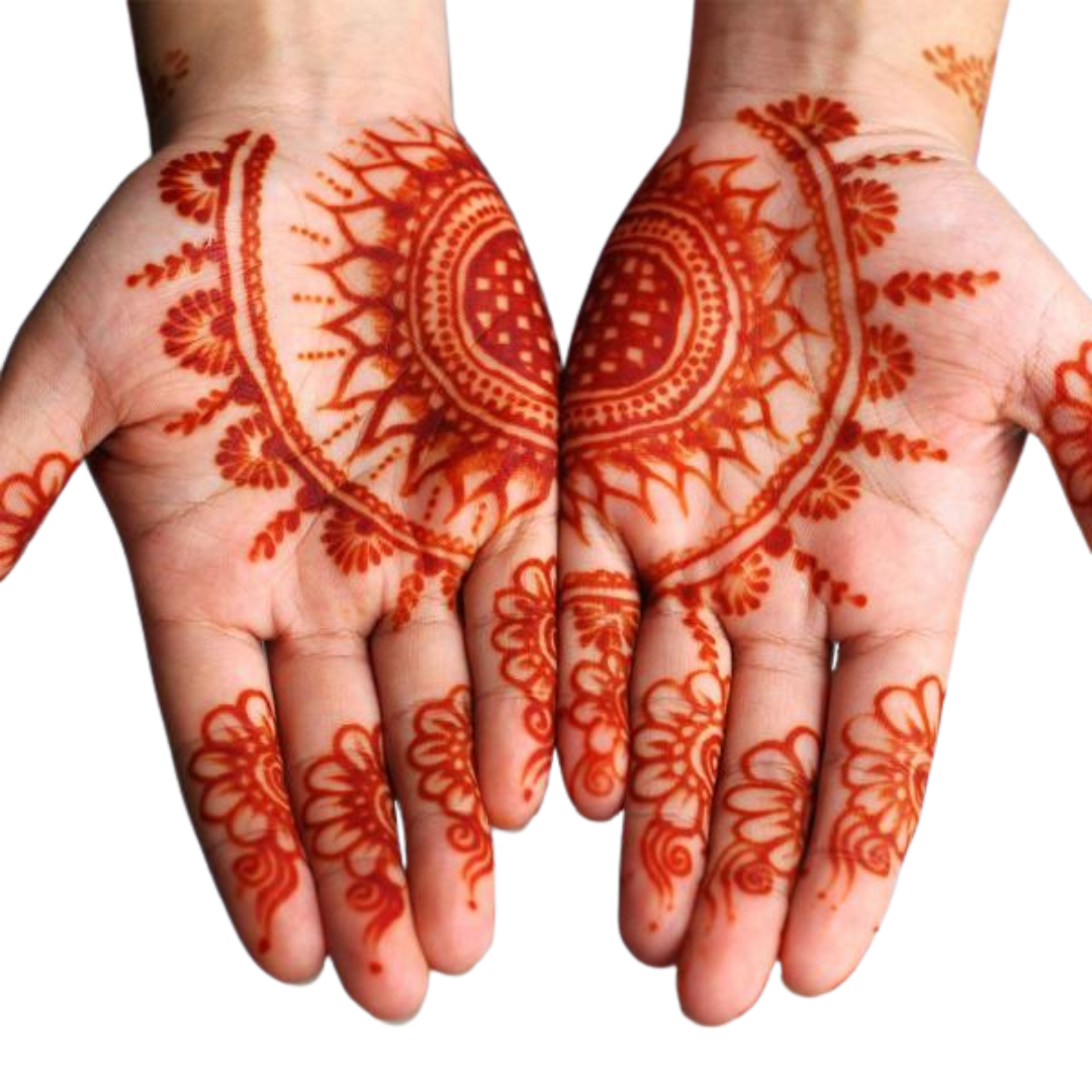 Henna ornamental temporary tattoo on palms by Lethal Ink Tattoo, Pattaya (2025)